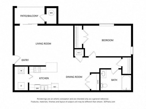 1 bedroom floor plan